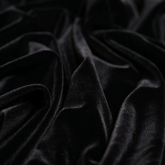 Black Velvet Mock Neck top with Short Sleeves, Petite L by Lord & Taylor - Picture 2 of 5